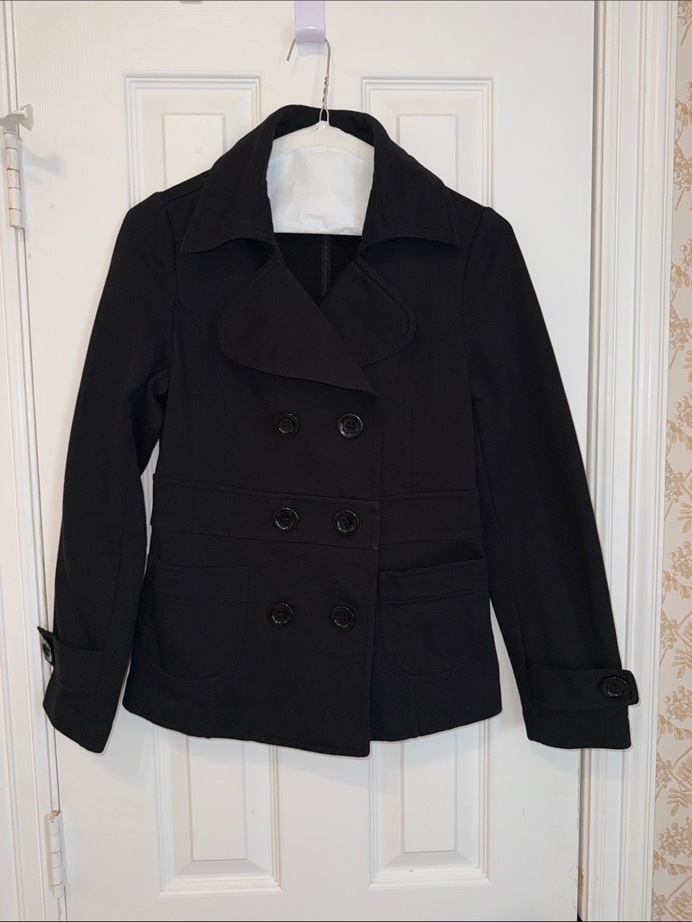 Forever 21 Black Double-Breasted Kids Peacoat